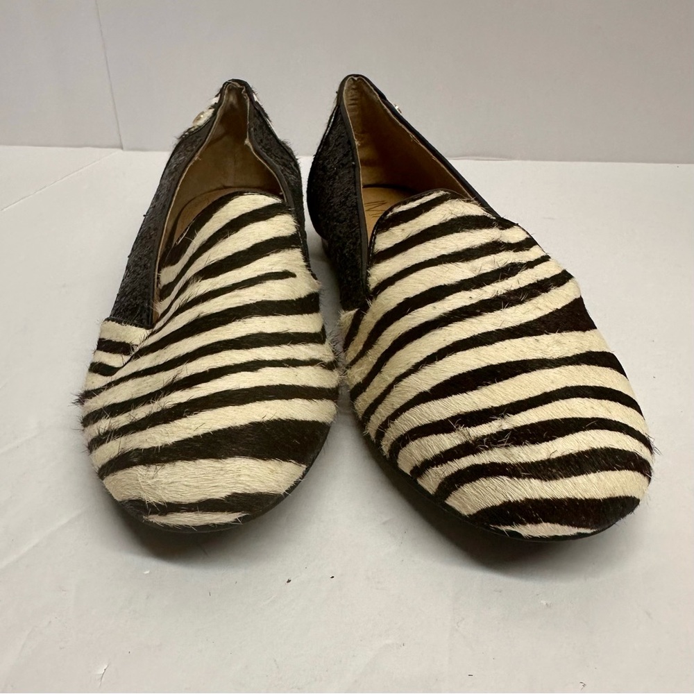 IMAN Women’s Ponyhair Leather Zebra Print, Flat Dress Shoes Size 7
